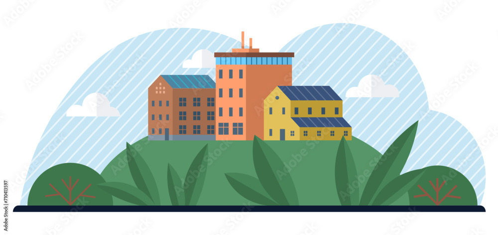 Clean city vector illustration. It prioritizes renewable energy sources, promotes energy efficiency, and reduces greenhouse gas emissions By embracing green technology and sustainable infrastructure