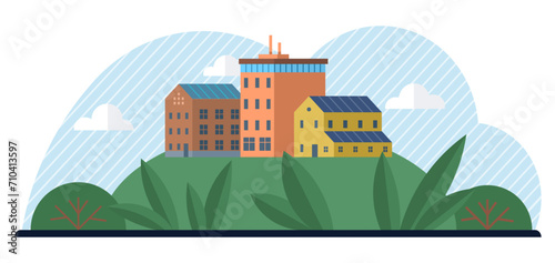 Clean city vector illustration. It prioritizes renewable energy sources, promotes energy efficiency, and reduces greenhouse gas emissions By embracing green technology and sustainable infrastructure