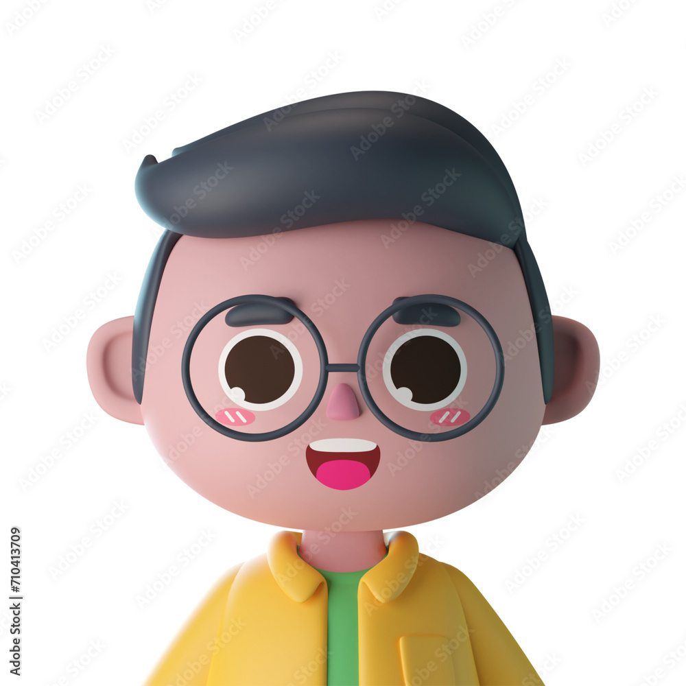 3d male cute cartoon character avatar isolated in 3d rendering 3d male cute cartoon character avatar isolated in 3d rendering