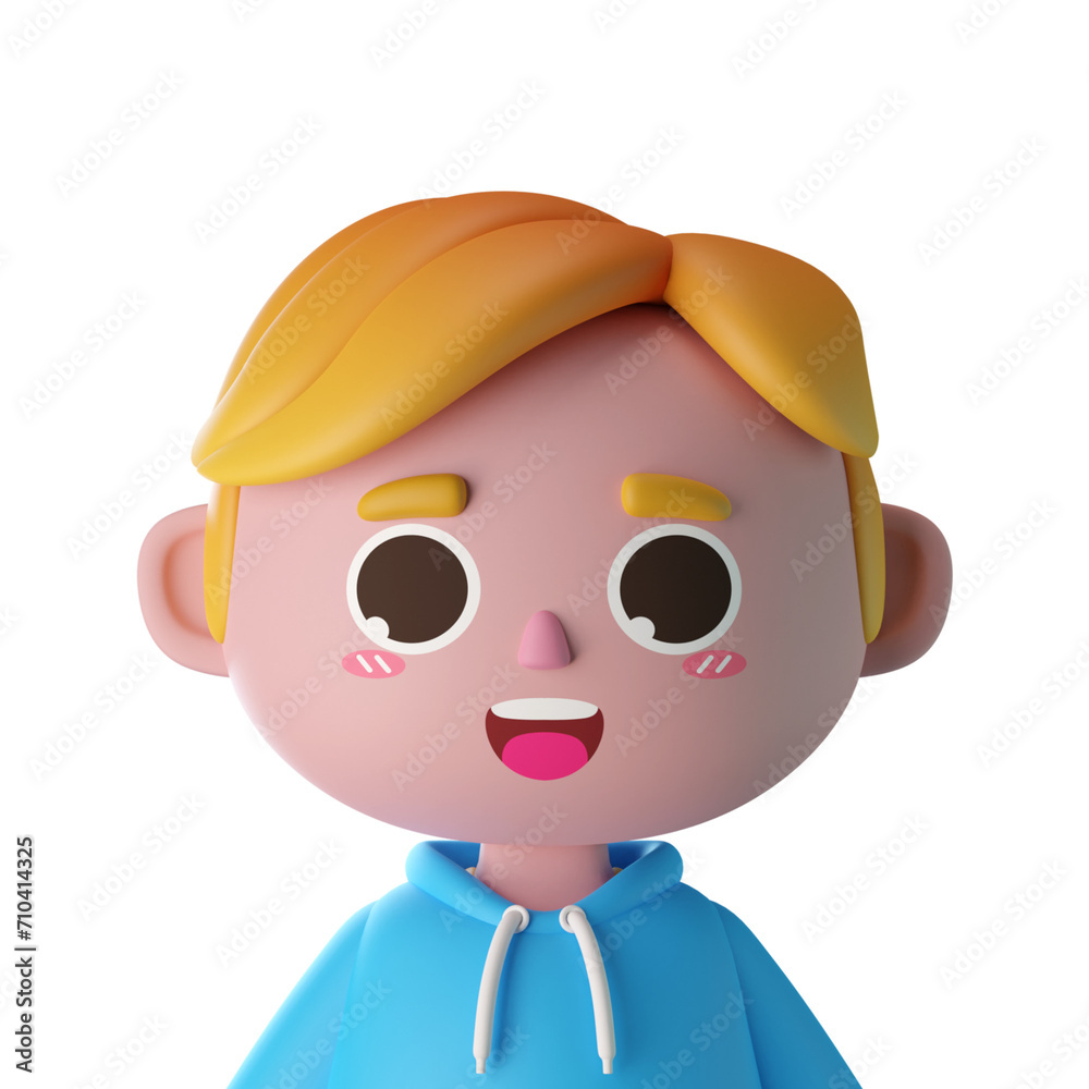 Obraz premium 3d male cute cartoon character avatar isolated in 3d rendering