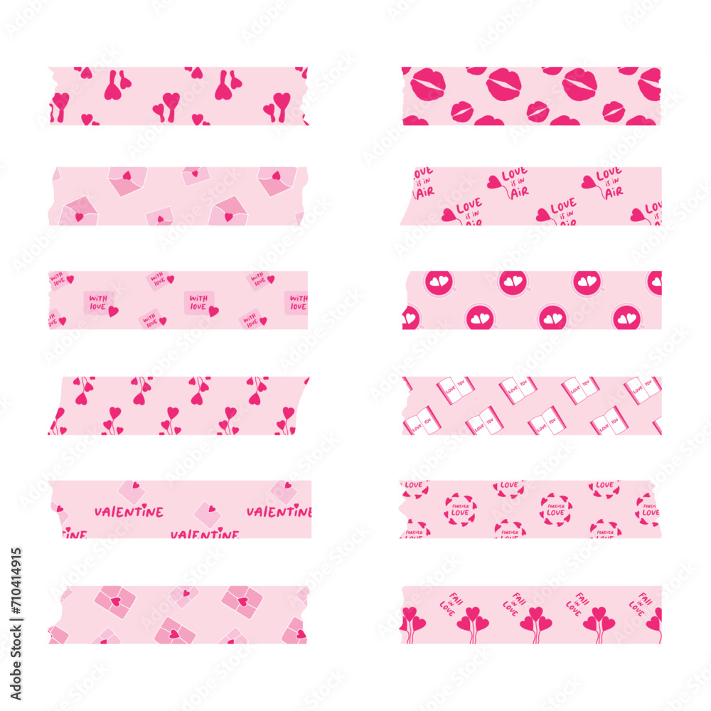 Set of Valentines Day decoration and Valentines Day washi tape. Set of Valentines Day decoration and Valentines Day washi tape.