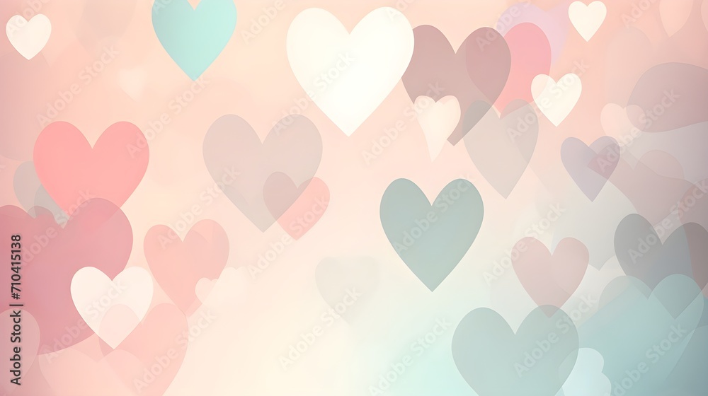 romantic pastel background with hearts