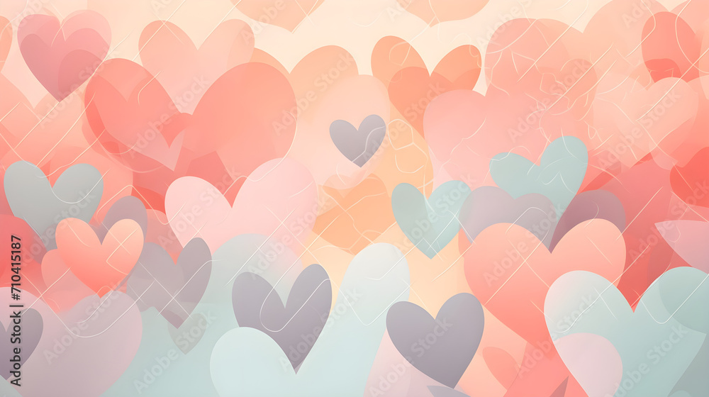 pastel valentine day background with hearts