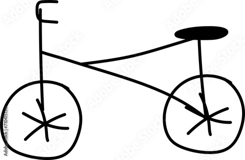 Hand drawn bicycle illustration on transparent background.
