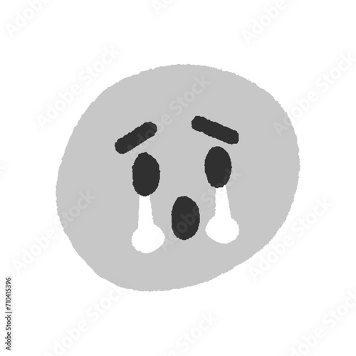 悲しい表情で涙を流す絵文字 - シンプルでかわいい手書きの泣き顔のデザイン素材
