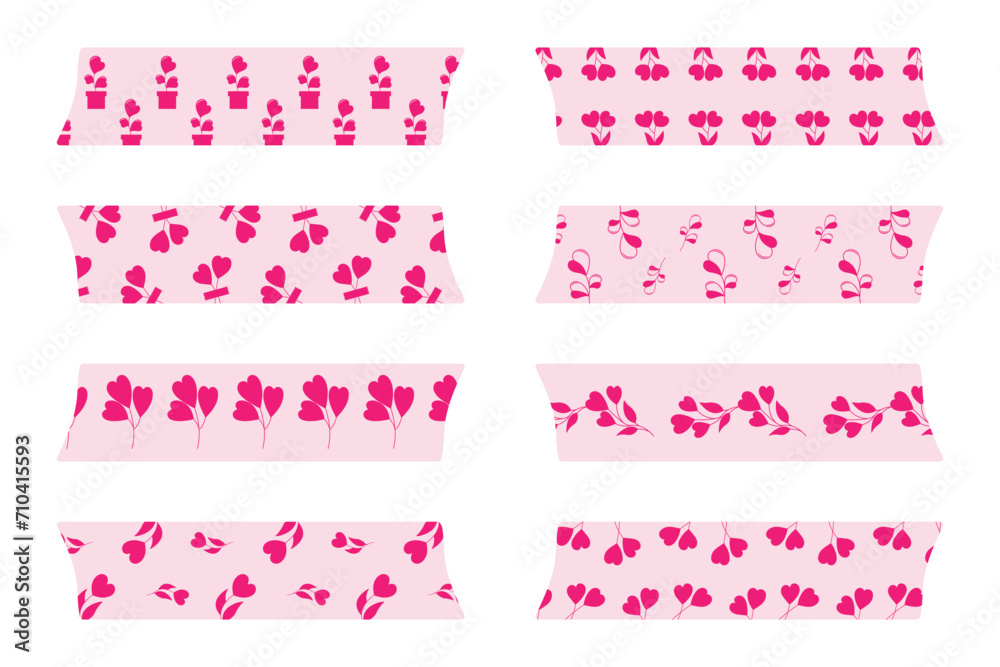 Set of Valentines Day decoration and Valentines Day washi tape. Set of Valentines Day decoration and Valentines Day washi tape.