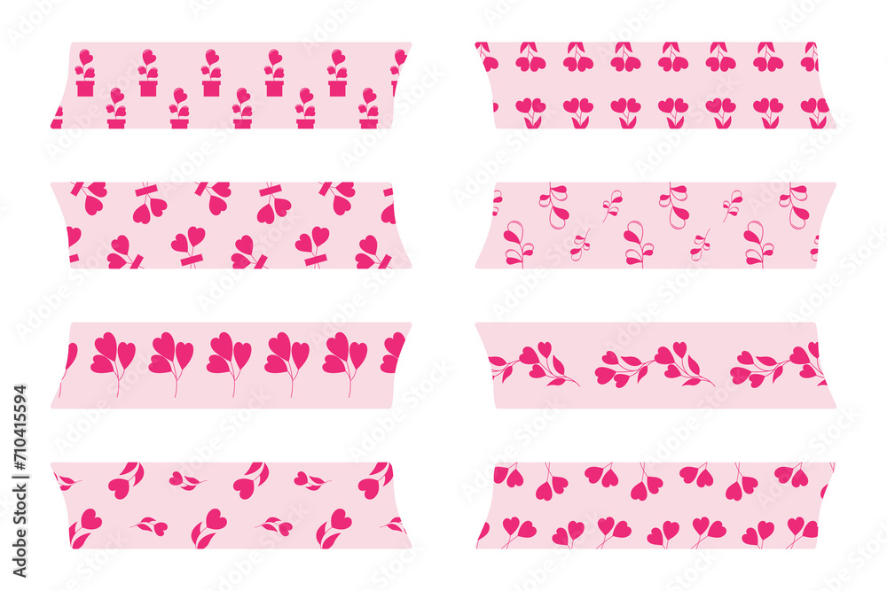 Set of Valentines Day decoration and Valentines Day washi tape. Set of Valentines Day decoration and Valentines Day washi tape.