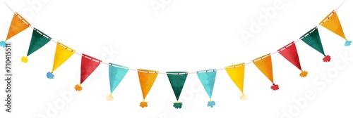 Garlands party decoration, celebration icon, colorful pennants banner, panoramic carnival garland, Colorful pennant flags for party decoration, Festive bunting flag