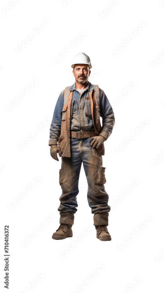 Bricklayer, fully standing, alone in the studio. has a transparent background Bricklayer, fully standing, alone in the studio. has a transparent background