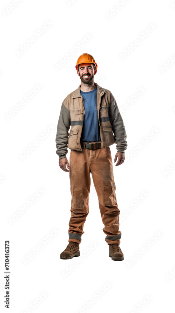 Bricklayer, fully standing, alone in the studio. has a transparent background Bricklayer, fully standing, alone in the studio. has a transparent background