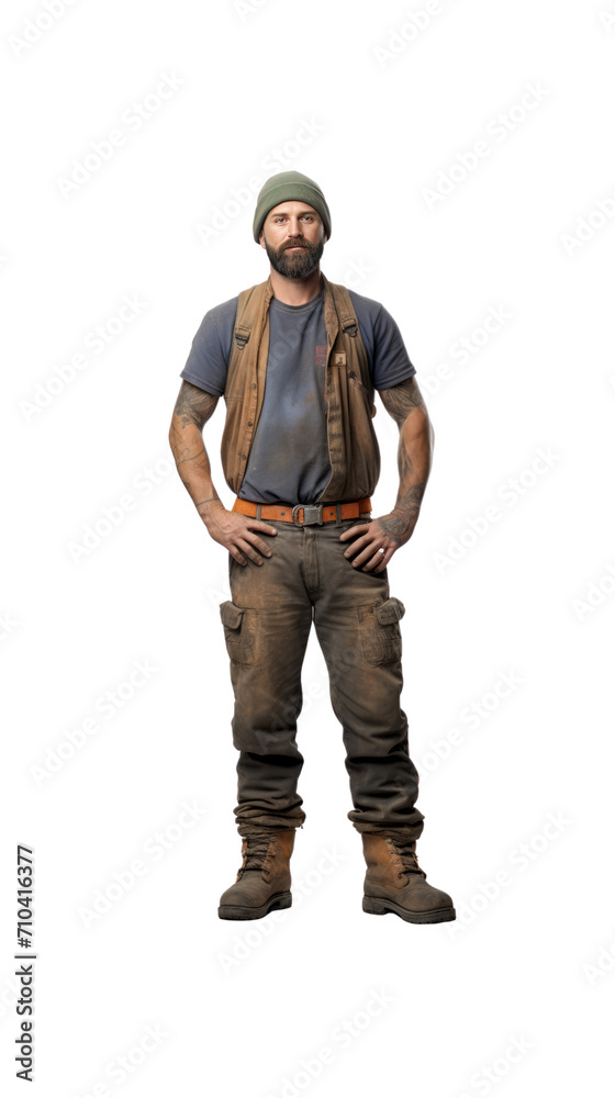 Bricklayer, fully standing, alone in the studio. has a transparent background Bricklayer, fully standing, alone in the studio. has a transparent background