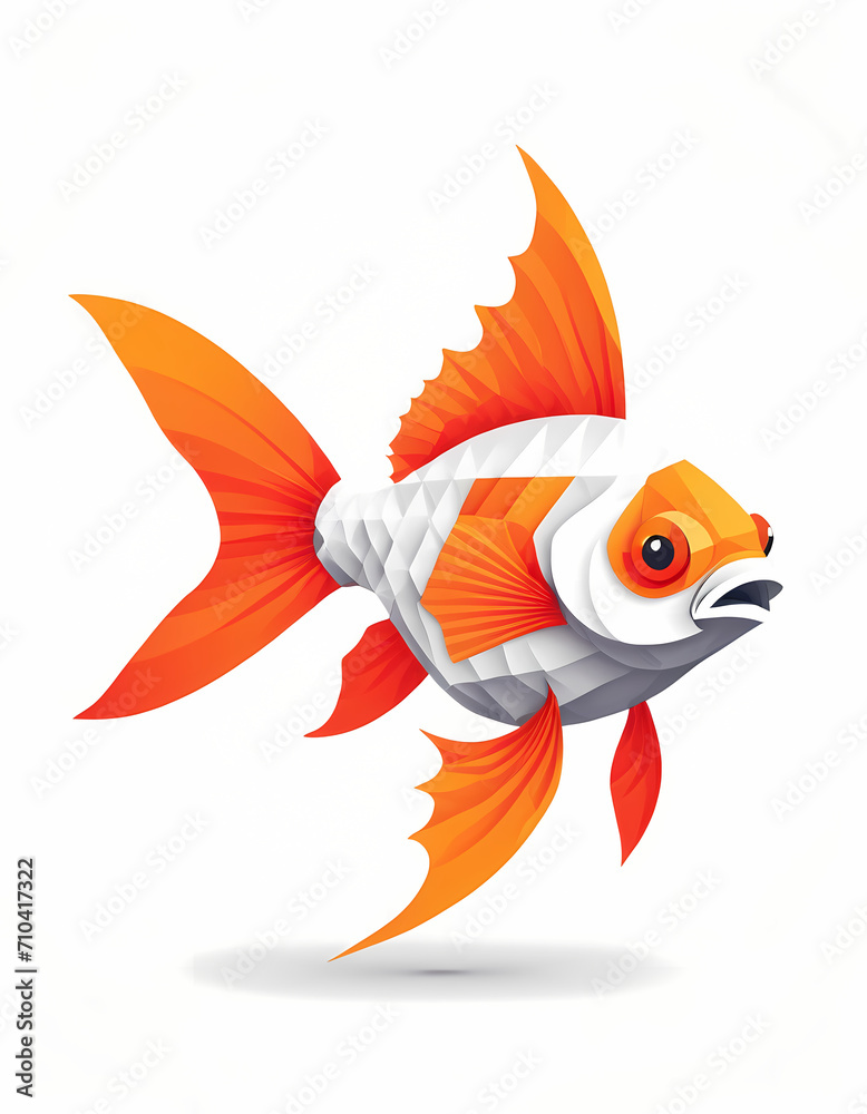 Geometric polygonal fish illustration. Low poly tropical fish on white background. Modern polygonal style logo design. Suitable for printing on a t-shirt, wall decoration, card, social media. Geometric polygonal fish illustration. Low poly tropical fish on white background. Modern polygonal style logo design. Suitable for printing on a t-shirt, wall decoration, card, social media.
