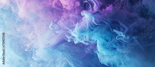 Abstract blue  mint  and purple background with interlaced smoke glitch and distortion effect. Generative AI