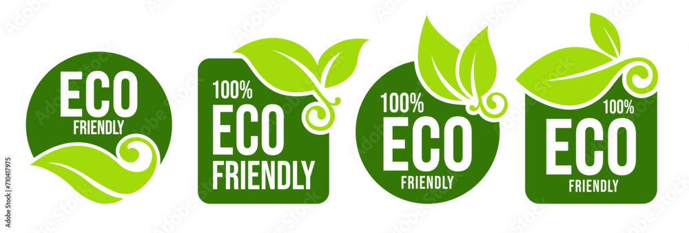 Set of eco friendly icons. Ecologic food stamps. Organic natural food labels.