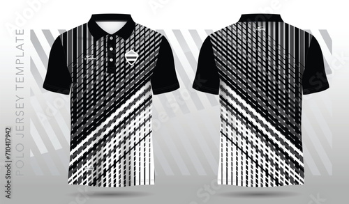 black and white abstract polo jersey sport design