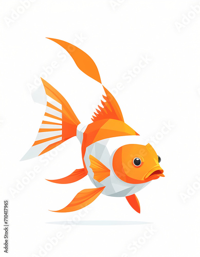 Geometric polygonal fish illustration. Low poly tropical fish on white background. Modern polygonal style logo design. Suitable for printing on a t-shirt  wall decoration  card  social media.