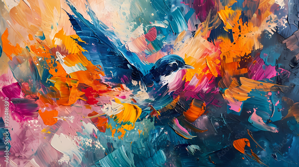 abstract watercolor background with a bird