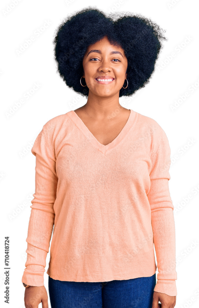 Young african american girl wearing casual clothes with a happy and cool smile on face. lucky person. Young african american girl wearing casual clothes with a happy and cool smile on face. lucky person.