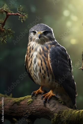 Merlin bird sitting on branch, wildlife beauty