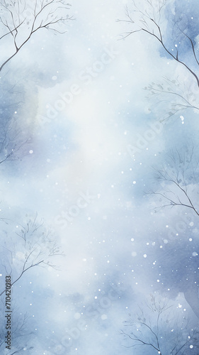 high, narrow, simple background watercolor drawing abstract blue light winter background blurred snowfall nature theme © kichigin19
