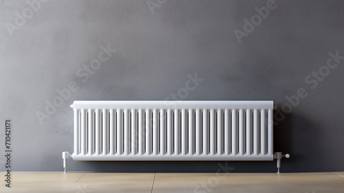 radiator battery heating on the background of the wall photo