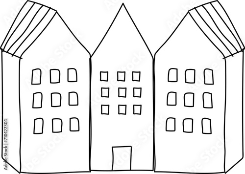 Hand drawn house illustration on transparent background.
