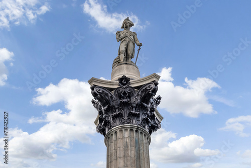 The top of Nelson's Column in Trafalgar Square with the statue of Horatio Nelson on the top, London, UK photo