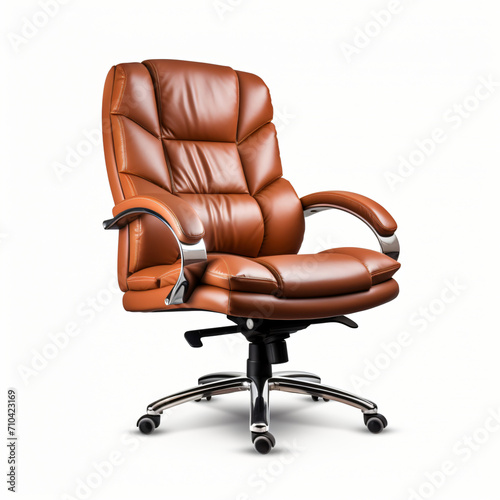 Comfortable leather office chair isolated on white background