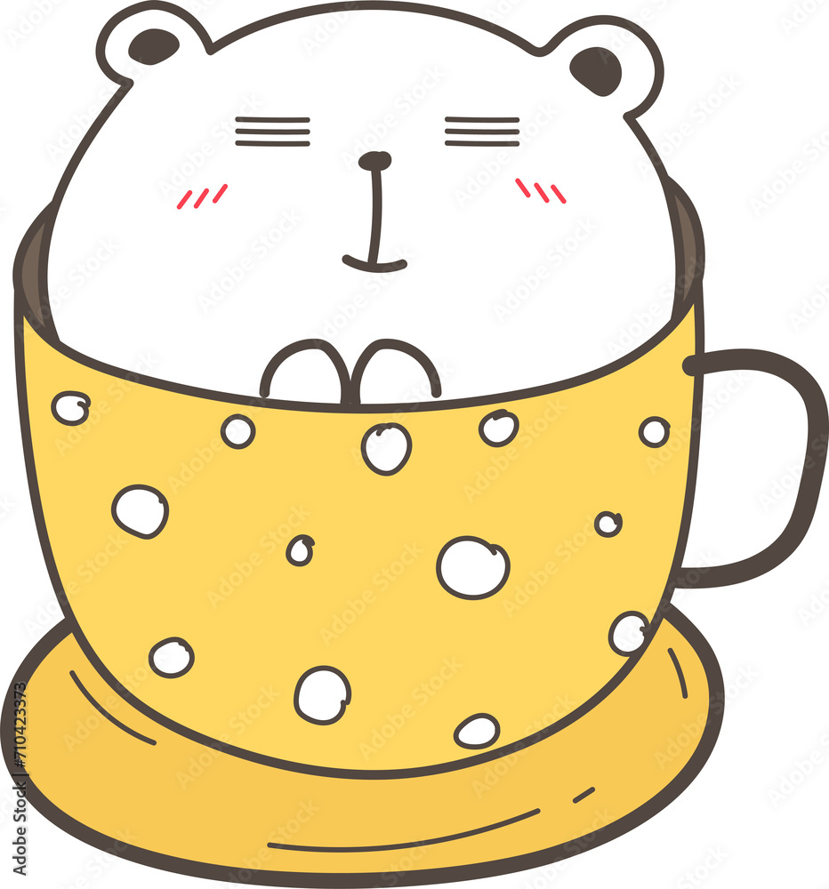 Cute Bear In The Cup illustration on transparent background.
Cute Bear In The Cup illustration on transparent background.