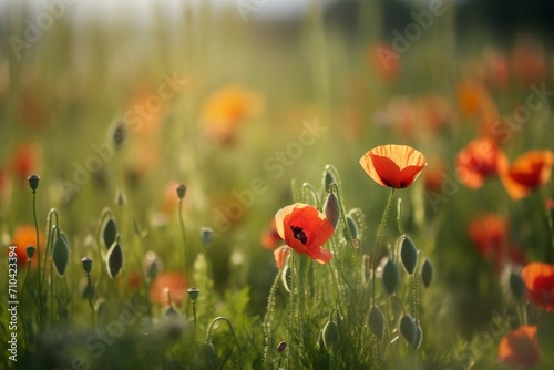 Field of Scarlet: A Stunning Image Featuring a Red Poppy in the Meadow, Nature's Vibrant Expression of Beauty and Tranquility. 