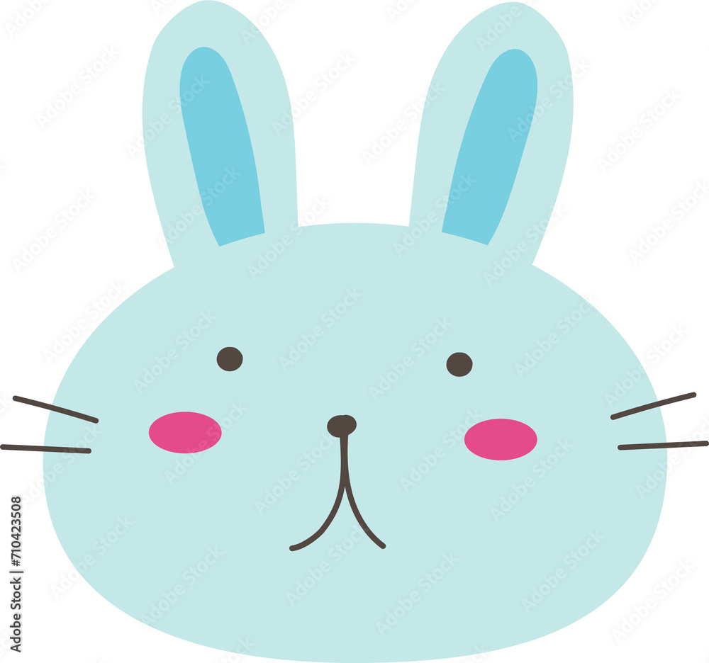 Obraz premium Cute cartoon bunny illustration on transparent background.