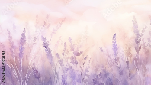 watercolor lavender background with a copy space  delicate soft pastel shade illustration greeting blank