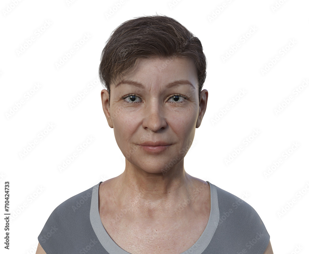 A woman with dilated eye pupils, illustration A woman with dilated eye pupils, illustration