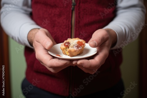 hands holding a scone with bite taken