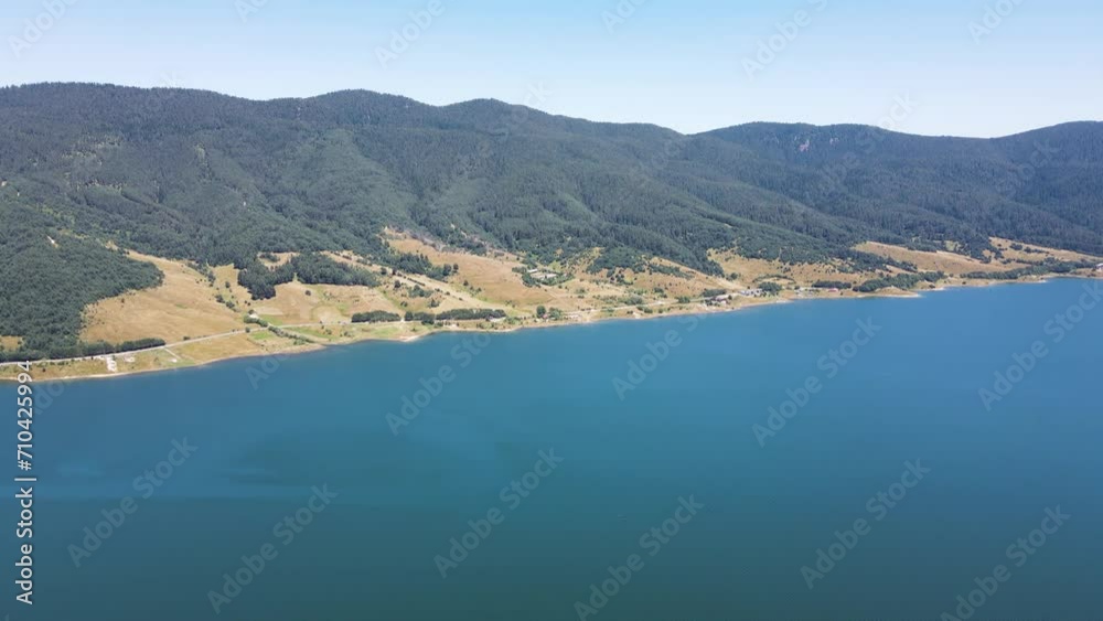 Aerial Summer view of Dospat Reservoir near town of Sarnitsa, Pazardzhik Region, Bulgaria Aerial Summer view of Dospat Reservoir near town of Sarnitsa, Pazardzhik Region, Bulgaria