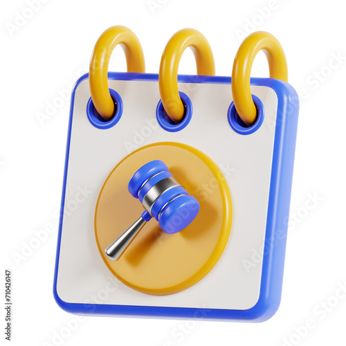 3D Bidding Date Reminder Model Getting Ready to Participate. 3d illustration, 3d element, 3d rendering. 3d visualization isolated on a transparent background