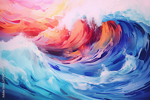 colorful sea waves. Ai generate.