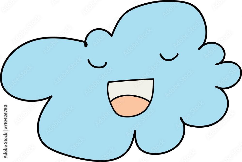 Fototapeta premium Hand drawn cute cloud illustration on transparent background. 