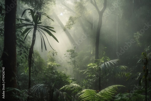 Mystical Canopy  A Captivating Image of a Forest Enshrouded in Ethereal Fog  Nature s Enigmatic Symphony. 