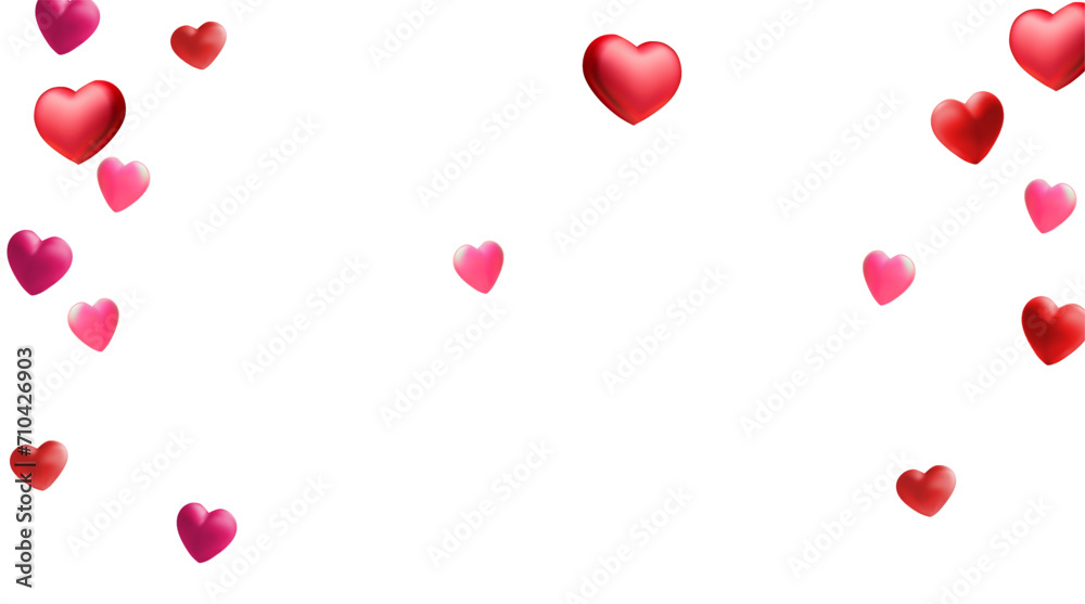 Valentine's hearts isolated on transparent background. Vector red symbols of love border for romantic banner or Happy Mother's Day greeting card design