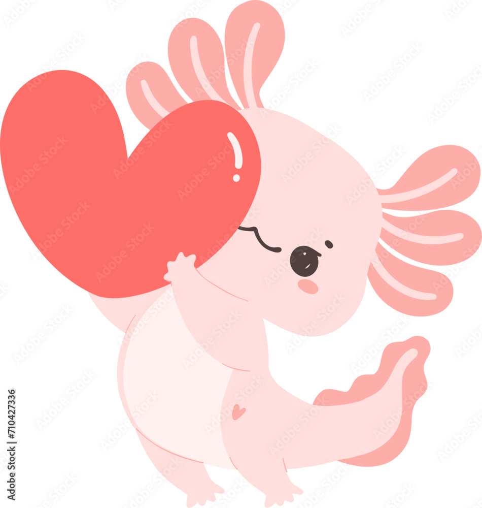 Axolotl Valentine with heart Axolotl Valentine with heart