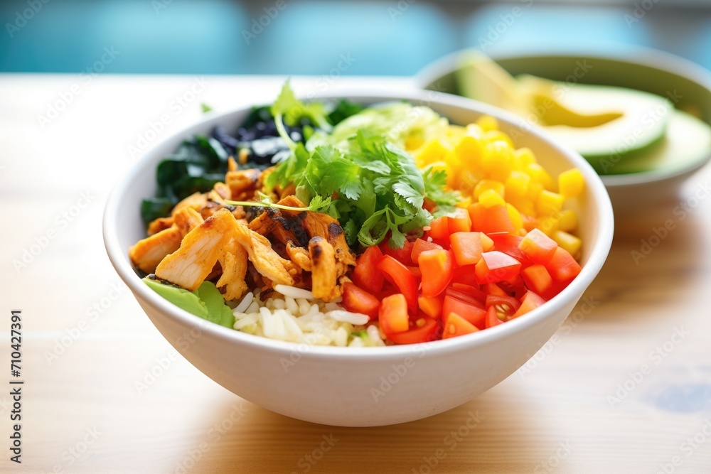 veggie burrito bowl at a fast-casual eatery