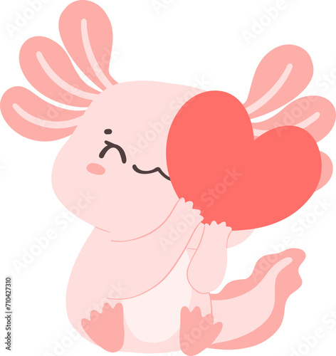 Axolotl Valentine with heart