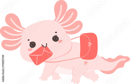 Axolotl Valentine with love letter