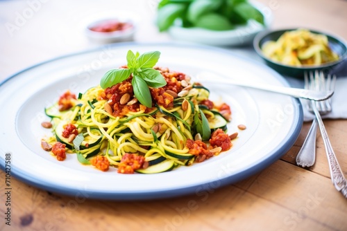 zoodles with sundried tomatoes and olives