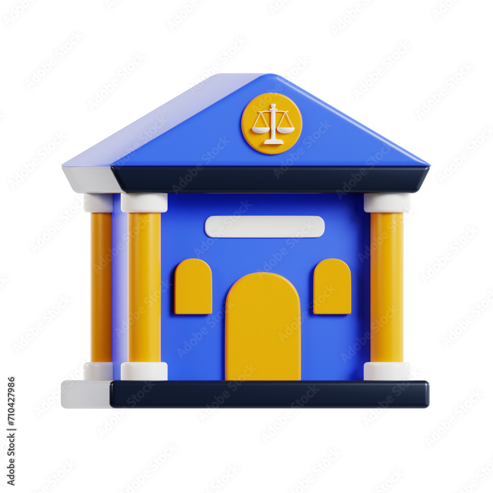 3D Court Building Model Constructing Judicial Facilities. 3d illustration, 3d element, 3d rendering. 3d visualization isolated on a transparent background