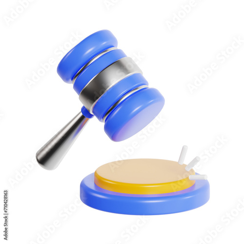 Wallpaper Mural 3D Hammer Model Symbol of Judicial Power and Authority. 3d illustration, 3d element, 3d rendering. 3d visualization isolated on a transparent background Torontodigital.ca