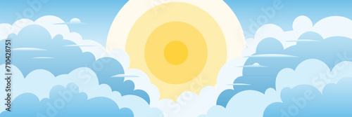 Vector drawing of sky  sun in the clouds  cartoon illustration  natural background