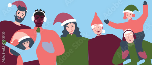 Family together as Holiday Travel, excitement and anticipation of the journey, flat vector stock illustration