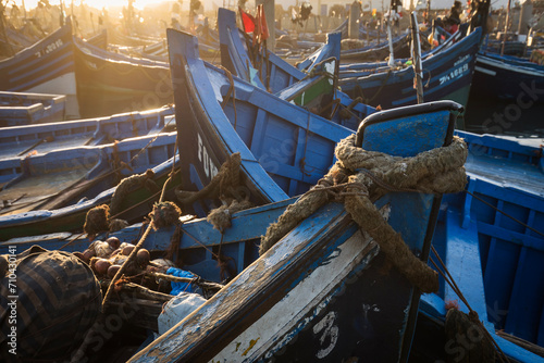 Beautiful colors in the port of fishermen in Essaouira, Morocco photo